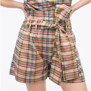 J Crew Paper-bag Waist Short in Ribbon Plaid‎ Women's 6